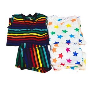 Primary Organic Cotton Long Sleeve 2 Pairs of Pajamas Stripe and Stars 6-7